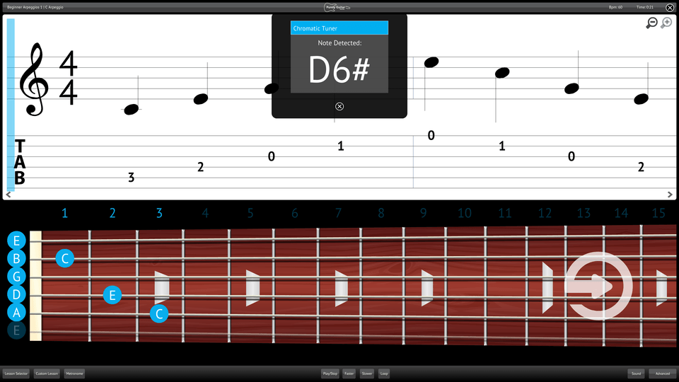 Purely Electric Guitar Screenshot Chromatic Tuner