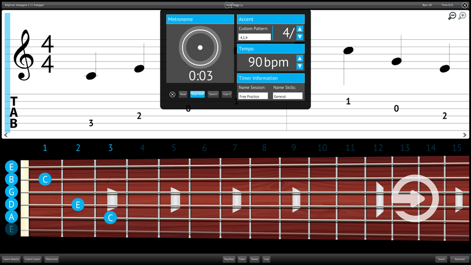 Purely Electric Guitar Screenshot Custom Metronome
