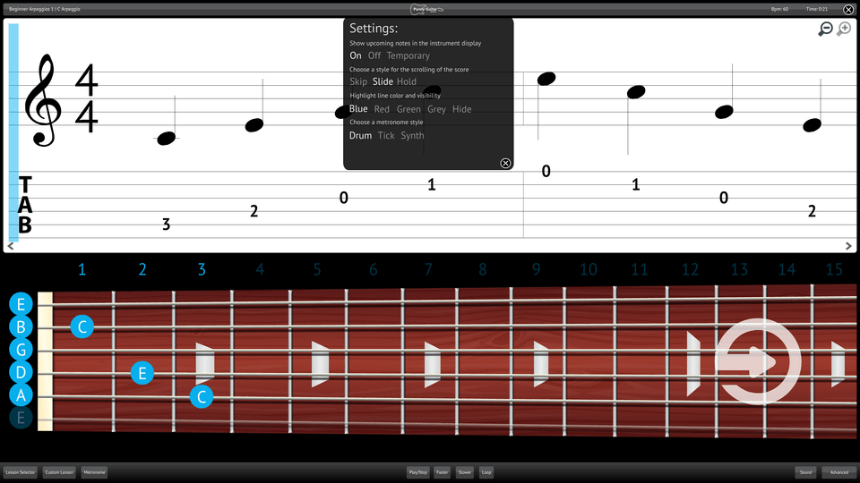 Purely Electric Guitar Screenshot Settings