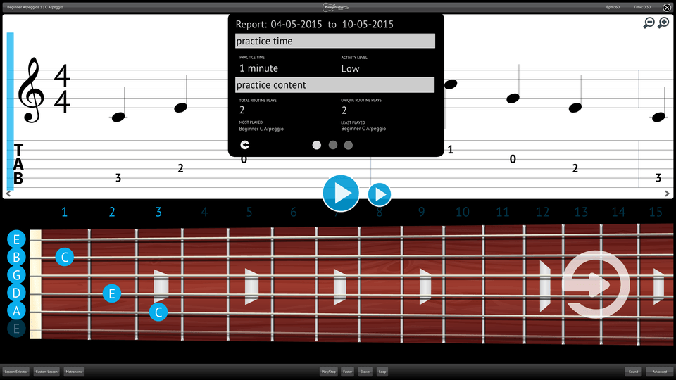 Purely Electric Guitar Screenshot Reporting Measuring Progress